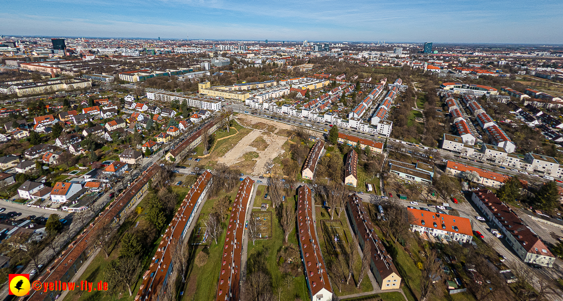 21.03.2023 - Luftbilder von der Baustelle Maikäfersiedlung in Berg am Laim